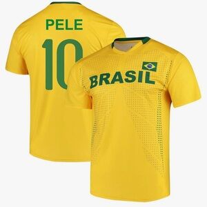 Yellow and Green Pele Brazil Soccer Jersey